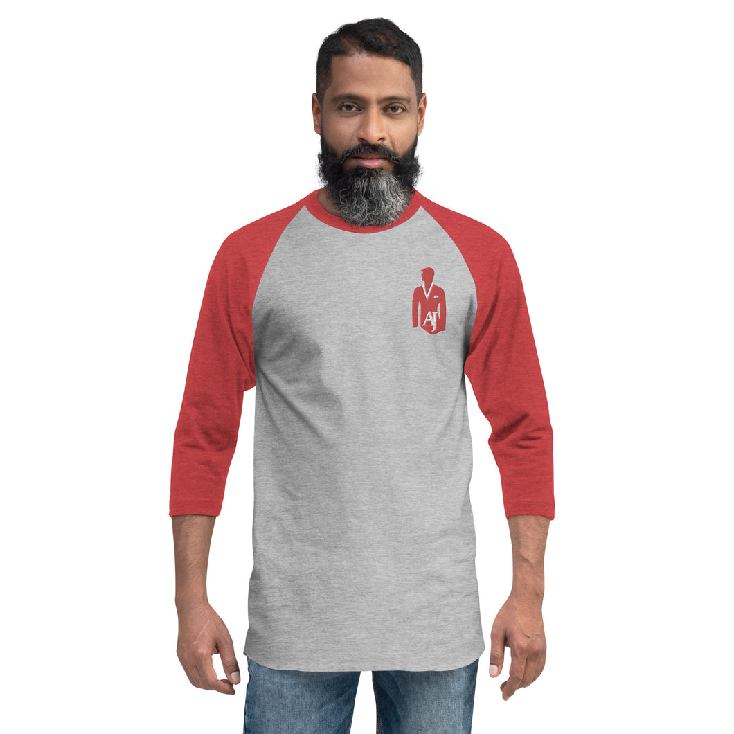 AJELANI MAN - 3/4 Sleeve Embroidered Raglan Shirt Red