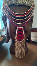 Load image into Gallery viewer, Gold Chain Beaded Tassel Necklace
