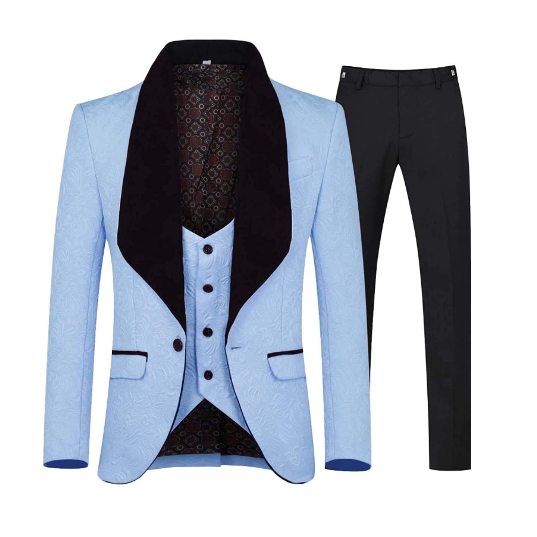 Men's Slim Fit 3 Piece One Button Shawl Collar Tuxedo – Moorish