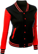 Women's Stylish Color Contrast Long Sleeves Varsity Jacket