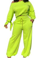 Women's 2 Piece Solid Long Sleeve Sport Jumpsuit