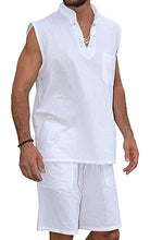 Load image into Gallery viewer, Men&#39;s 2 Piece Short Sleeve Casual Linen Short Set
