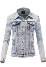 Load image into Gallery viewer, Women Faded Washed Denim Jacket
