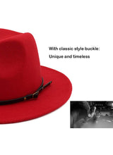 Load image into Gallery viewer, Women &#39;s Classic Wide Brim Belt Buckle Fedora Hat

