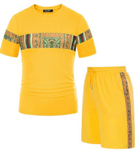 Load image into Gallery viewer, Men&#39;s Mesh African Dashiki T-Shirt and Shorts Set
