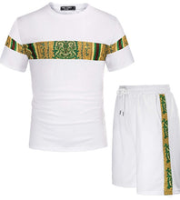 Load image into Gallery viewer, Men&#39;s Mesh African Dashiki T-Shirt and Shorts Set
