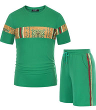 Load image into Gallery viewer, Men&#39;s Mesh African Dashiki T-Shirt and Shorts Set
