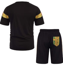 Load image into Gallery viewer, Men&#39;s Mesh African Dashiki T-Shirt and Shorts Set
