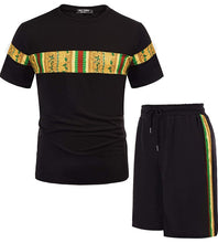 Load image into Gallery viewer, Men&#39;s Mesh African Dashiki T-Shirt and Shorts Set
