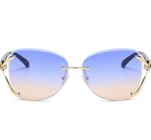 Load image into Gallery viewer, Women Rimless Round Lens Metal Frame Sunglasses
