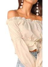 Load image into Gallery viewer, Women&#39;s Sexy Off Shoulder Long Sleeve Ruffle Trim Blouse
