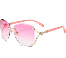 Load image into Gallery viewer, Women Rimless Round Lens Metal Frame Sunglasses
