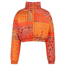 Load image into Gallery viewer, Women Bandana Printed Cropped Puffer Jacket
