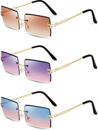 3 Pair Tinted Transparent Unisex Rectangle Sunglasses
