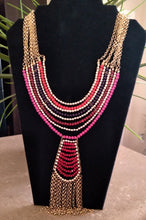 Load image into Gallery viewer, Gold Chain Beaded Tassel Necklace
