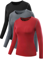 Load image into Gallery viewer, Women&#39;s 3 Pack Dry Fit Athletic Long Sleeve Compression Shirt
