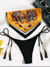 Load image into Gallery viewer, Paisley Print Tie Side Bikini Swimsuit
