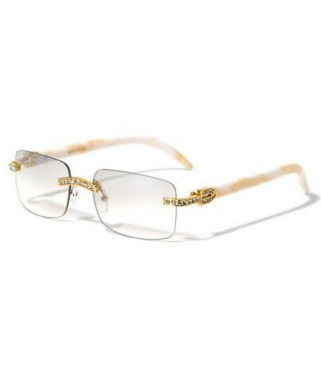 Men's Rimless Square Lens With Woodframe Sunglasses