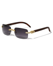 Load image into Gallery viewer, Men&#39;s Rimless Square Lens With Woodframe Sunglasses
