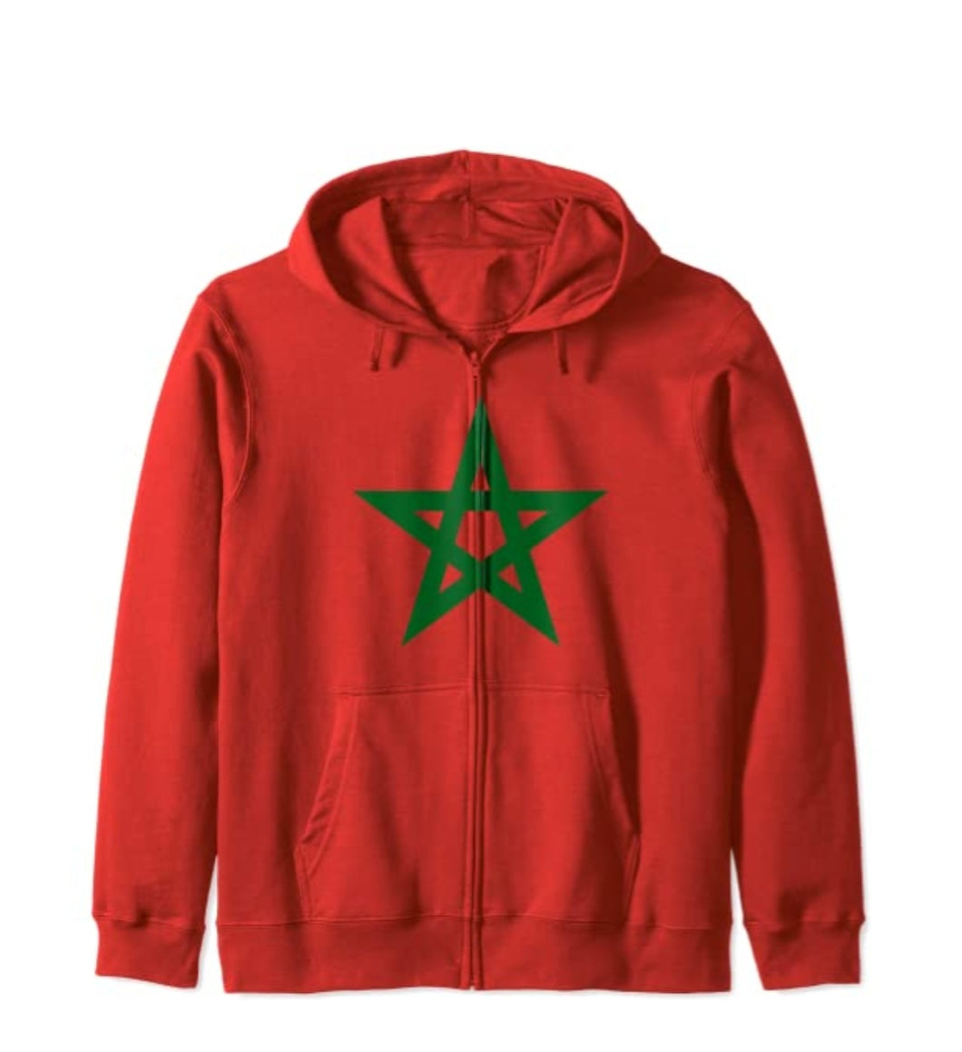 Moorish America Moroccan Flag Zip Hoodie