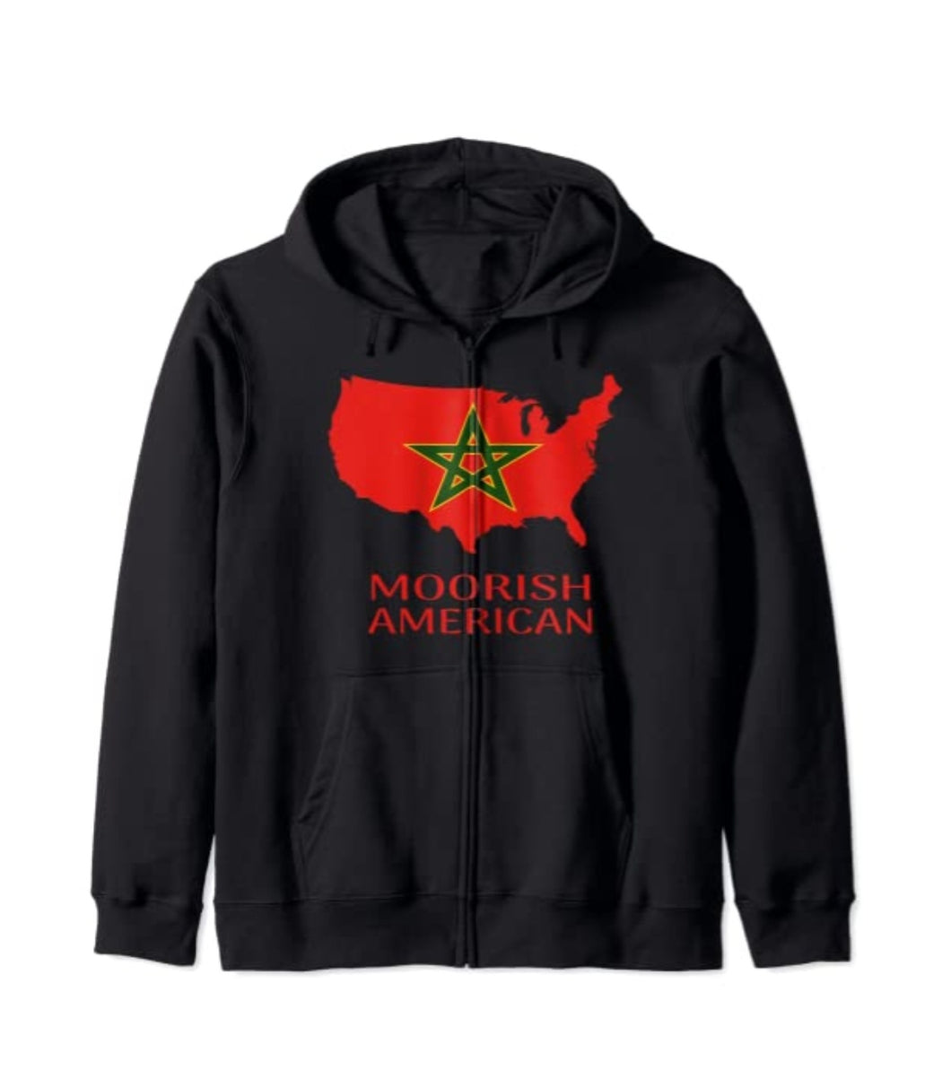 Moorish Moroccan Flag Amexen Zip Hoodie