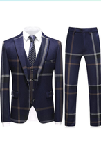 Load image into Gallery viewer, Men&#39;s 3 Piece Plaid Suit
