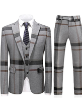 Load image into Gallery viewer, Men&#39;s 3 Piece Plaid Suit
