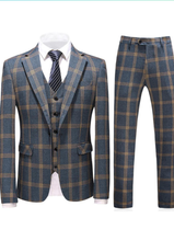 Load image into Gallery viewer, Men&#39;s 3 Piece Plaid Suit
