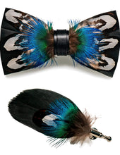 Load image into Gallery viewer, Feather Pre-tied Bow tie and Brooch Sets for Men
