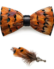 Load image into Gallery viewer, Feather Pre-tied Bow tie and Brooch Sets for Men
