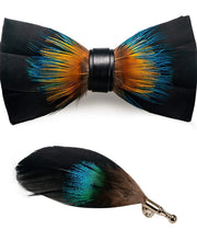 Load image into Gallery viewer, Feather Pre-tied Bow tie and Brooch Sets for Men
