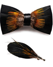 Load image into Gallery viewer, Feather Pre-tied Bow tie and Brooch Sets for Men
