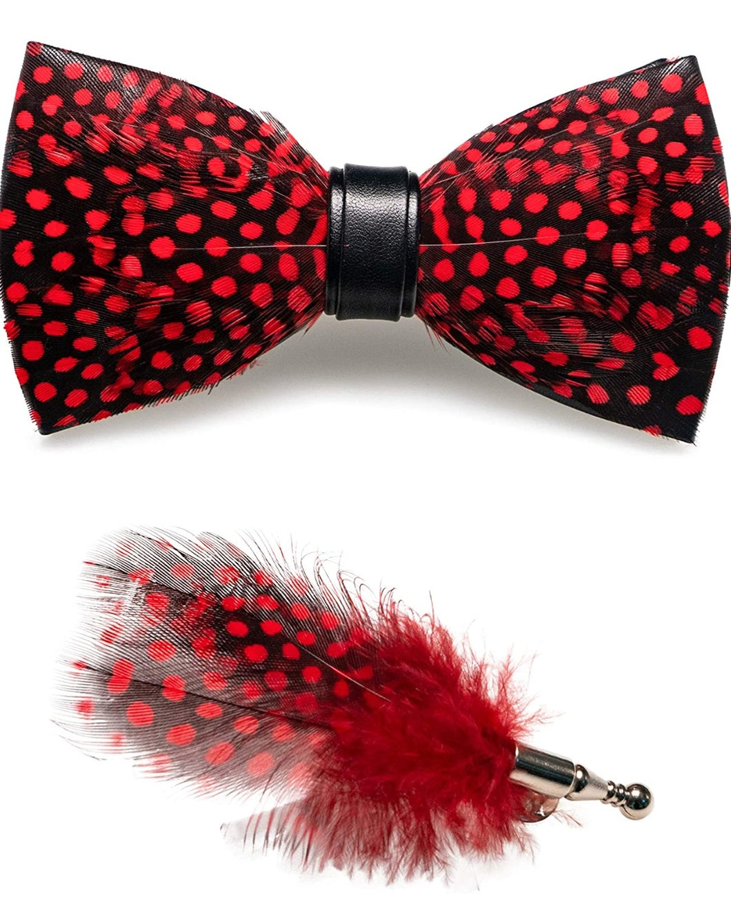 Feather Pre-tied Bow tie and Brooch Sets for Men