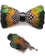 Load image into Gallery viewer, Feather Pre-tied Bow tie and Brooch Sets for Men
