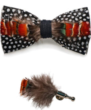 Load image into Gallery viewer, Feather Pre-tied Bow tie and Brooch Sets for Men
