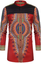 Load image into Gallery viewer, Men&#39;s African Dashiki Print Long Sleeve Button Down Shirt
