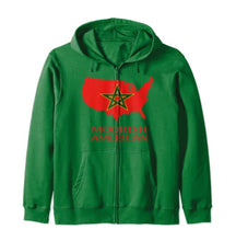 Load image into Gallery viewer, Moorish Moroccan Flag Amexen Zip Hoodie
