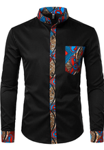 Load image into Gallery viewer, Hipster Patchwork Design Slim Fit Collar Shirt
