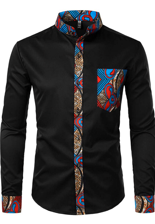 Hipster Patchwork Design Slim Fit Collar Shirt