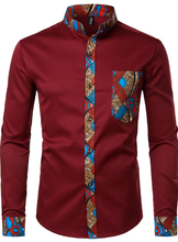 Load image into Gallery viewer, Hipster Patchwork Design Slim Fit Collar Shirt
