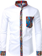 Hipster Patchwork Design Slim Fit Collar Shirt