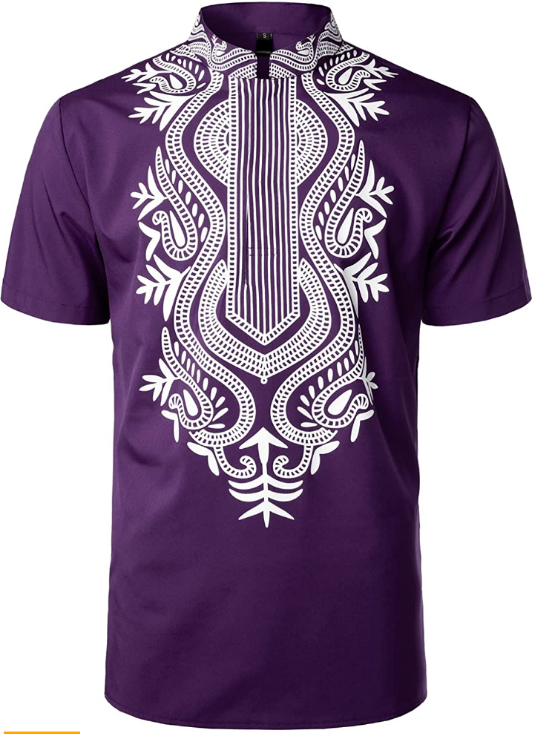 Men's African Printed Dashiki Short Sleeve Shirt