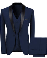 Men's 3-Piece Shawl Lapel One Button Slim Fit Tuxedo