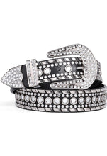 Load image into Gallery viewer, Women&#39;s Rhinestone Bling Studded Leather Belt
