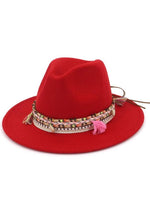 Load image into Gallery viewer, Women&#39;s Felt Fedora With Tassel
