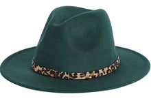 Load image into Gallery viewer, Leopard Wide Brim Fedora Hats
