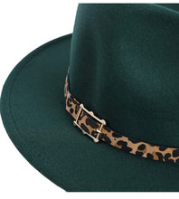 Load image into Gallery viewer, Leopard Wide Brim Fedora Hats
