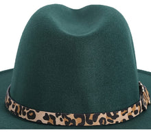 Load image into Gallery viewer, Leopard Wide Brim Fedora Hats
