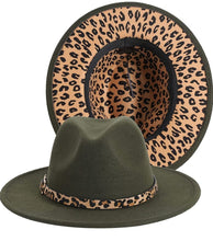 Load image into Gallery viewer, Leopard Wide Brim Fedora Hats
