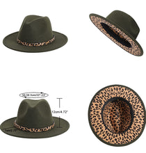 Load image into Gallery viewer, Leopard Wide Brim Fedora Hats
